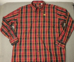 Pelle Pelle Button Up Shirt Men's 5XL Red Black Long Sleeve Embroidered - Picture 1 of 13
