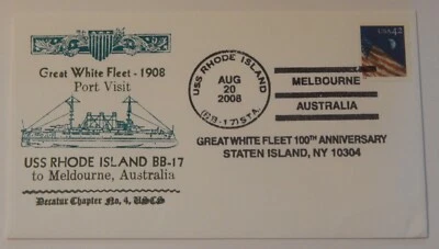 USS Rhode Island (BB 17) 100th anvsry Great White Fleet 2008 Melbourne Australia - Image 1 of 2