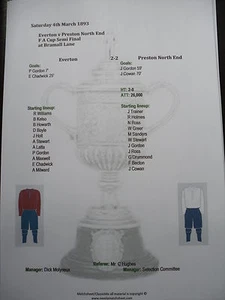 1892-93 FA Cup Semi Final Everton v Preston North End matchsheet - Picture 1 of 1