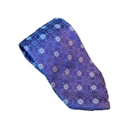 Gravata masculina Valentino 100% seda roxa geométrica feita na Itália - Imagem 1 de 4