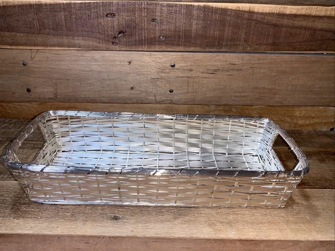 White Barn Candle Co  Metal Wire Basket Silver Wire  Bread Basket  13" Cover