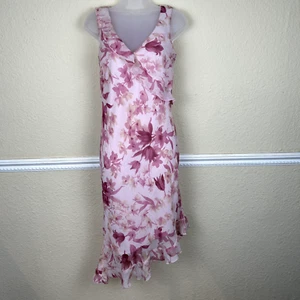Vintage Y2k 90s Pink Floral Midi Dress Fairy Cottagecore Girly Femi 5 Small - Bild 1 von 6