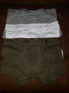 3 NWOT 2(X)IST Stretch Boxer Trunk Brief Underwear Gray Green White Small 28-30 - Picture 1 of 6