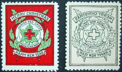 Canada, 1924 Junior Red Cross Seal & Companion FREAK, Printed on Gum Side, MNH Foto 1 de 3