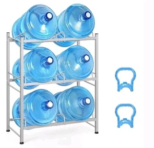 3 Teir 5 Gallonen Wasserflaschenhalter für 6 Krüge, Silber - Bild 1 von 4