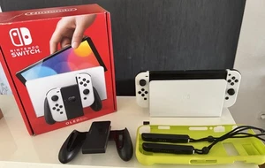 Switch OLED weiß, Grip, 128gb San Disk Micro SD - Bild 1 von 14