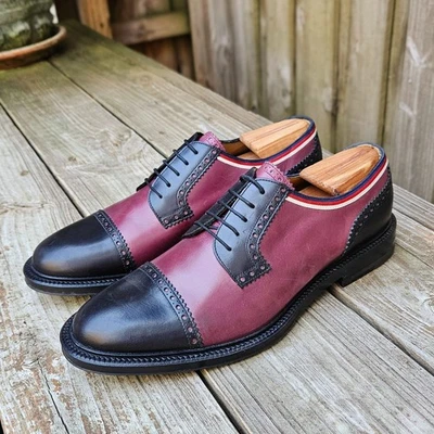 GUCCI Web Derby Zapatos de Vestir Borgoña Negro Talla 12.5 D Hechos en EE. UU. en Italia $1230 Foto 1 de 4