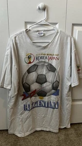 Vintage 2002 FIFA Team Argentina Korea Japan World Cup TShirt XL VTG Soccer - Picture 1 of 4