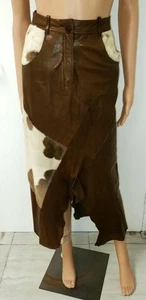 PashaVeneto Damen Leder langer Rock, Größe 6, braun und Kuh, gebraucht - Bild 1 von 5