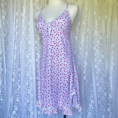 复古 Y2K Victoria's Secret 粉色褶边花卉裙 — 第 1/4 张图片