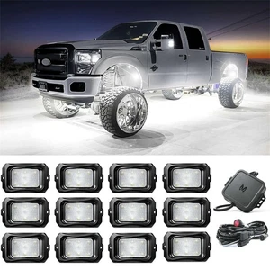 MICTUNING 12 Pods RGBW LED Rock Lights Bluetooth Underglow Underbody Neon Lights - Picture 1 of 15