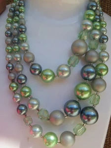 Vintage Japan Multicolor Beads Multistrand Necklace - Picture 1 of 6