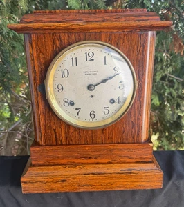 Antik 1922 Mahagoni Wurzelholz Adamantine Seth Thomas Sonora Glockenspiel Manteluhr - Bild 1 von 12