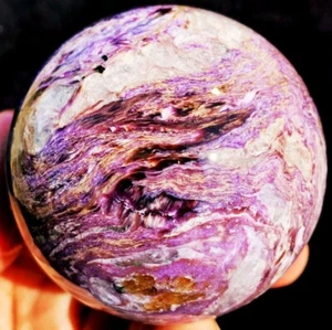 2.55"378g Gemmy!!! Natural Fantastic Purple Charoite Crystal Sphere Ball ip1731 - Picture 1 of 17