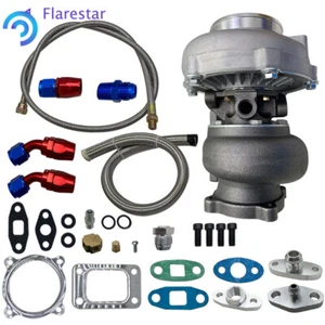 GT30 GT3037 GT3076 Turbocharger 0.82 A/R with Oil Drain Return FEED Line kit - Foto 1 di 11