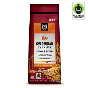 Member's Mark Colombian Supremo Whole Bean Coffee in Medium-Dark Roast 4 x 40 oz - Picture 1 of 7