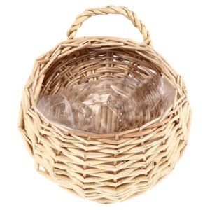 Wicker Kitchen Hanging Basket Wall Flower Basket Decor Wall Hanging Basket - Picture 1 of 12