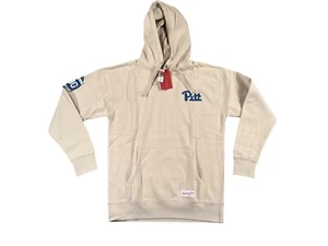 Mitchell & Ness University of Pittsburgh Hoodie Mens Large Biege Pullover Logo - Picture 1 of 11