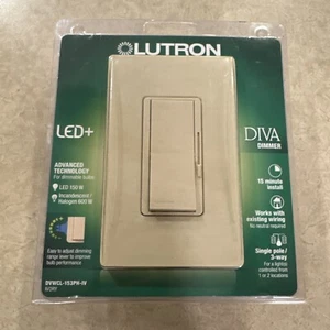 Lutron DVWCL-153PH-IV Led+ DIVA Dimmer 3-Way/Single-Pole Dimmer Switch NEW! Ivoy - Picture 1 of 4