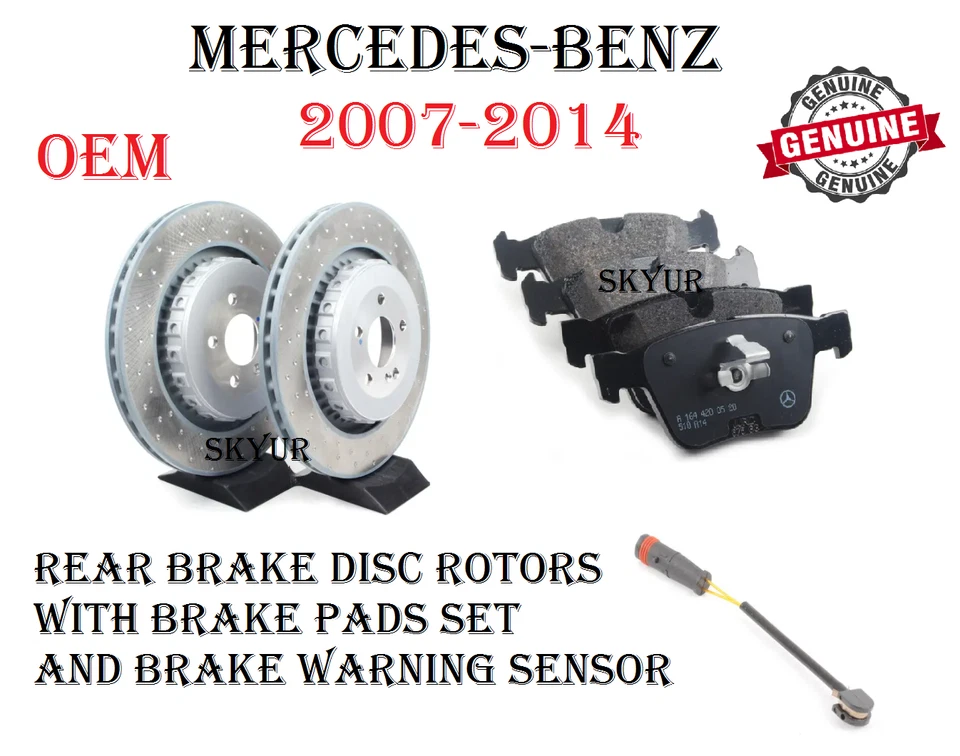 Rotores de disco de freno trasero y pastillas de freno con juego de sensores para Mercedes CL63 CL65 S63 S65 Foto 1 de 4