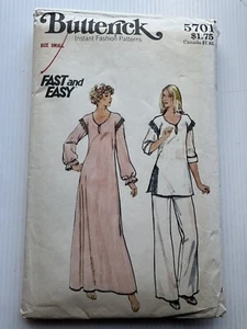 70er Jahre Vintage Nachthemd Pyjama Butterick Schnittmuster 5701 Gr. Small 8-10 - Bild 1 von 3