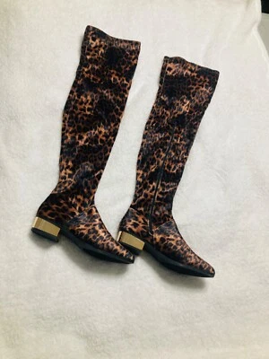 BAMBOO Boots Over the Knee Faux Leopard Hide Size 7 - Image 1 of 3