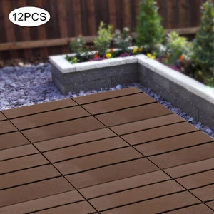 12Pcs Plastic Interlocking Deck Tiles 12x12 in Outdoor Patio Flooring Waterproof - Picture 1 of 13
