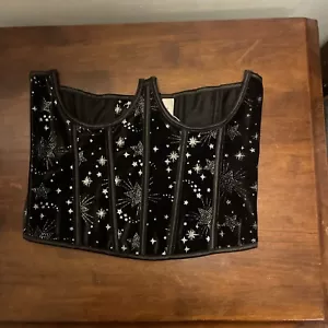 NEW Topmelon Women's M Lace Up Underbust Boned Corset,Black Celestial Halloween - Picture 1 of 6