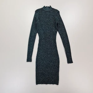 Jane Norman Womens Mini Dress Green 6 UK Mini Ribbed Knit Glitter Sparkly Short - Picture 1 of 8