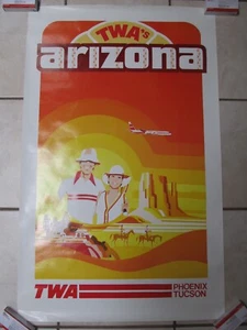 Vintage TWA ARIZONA PHOENIX TUCSON Travel Poster Airlines 25x39.5" - Picture 1 of 15