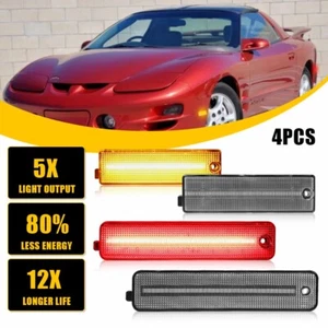 For 1998-2002 Pontiac Firebird 4PCS Clear LED Side Marker Light Lamp Red/Amber - Picture 1 of 12