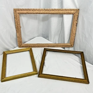 3 Vintage Picture Frames Solid Wood Painted Gallery Wall Art Decor Cottagecore - Picture 1 of 13