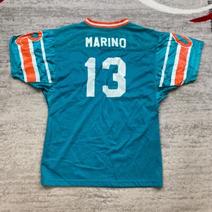 VTG Rawlings Dan Marino Miami Game Cut Dolphin Jersey Large Blue Orange White 13 - Picture 1 of 11