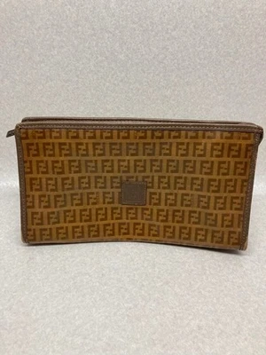 Bolso de Mano FENDI Vintage Zucca Zucchino Recubierto Lona PVC Cuero Marrón Japón Foto 1 de 4