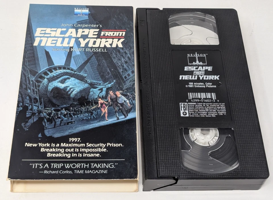 Escape from New York VHS 1984 John Carpenter Kurt Russell Nelson Horror SciFi  - Image 1 of 4