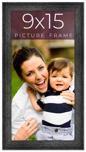 9x15 Frame Black Real Wood Picture Frame Width 1.5 inches | Interior Frame Depth - Picture 1 of 8