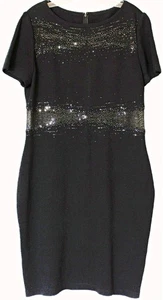 St. John Strick Abend COCKTAILKLEID mit Kristallperlen Netzeinsatz GR. 14 - Bild 1 von 5