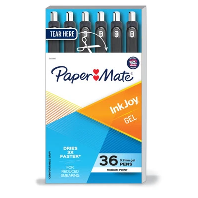 Paper Mate InkJoy 凝胶笔 36 张黑色光滑墨水快速干燥 07 毫米 — 第 1/4 张图片