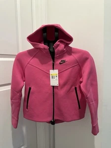 NIke Fleece Sportswear Tech Girls Barbie Pink Full Zip Hoodie Size S+ - Picture 1 of 8