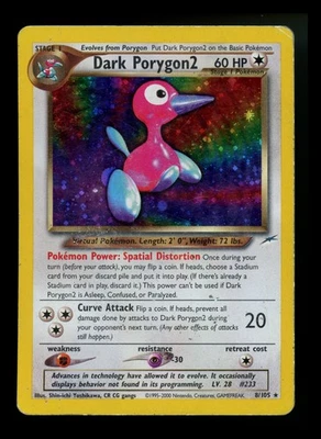 Dark Porygon2 8/105 Neo Destiny 2000 SWIRL Holo Rare WOTC Pokémon Card TCG - Image 1 of 4