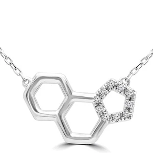 0.03 CT Round VS1 F Diamond Necklace 14K White Gold - Picture 1 of 2