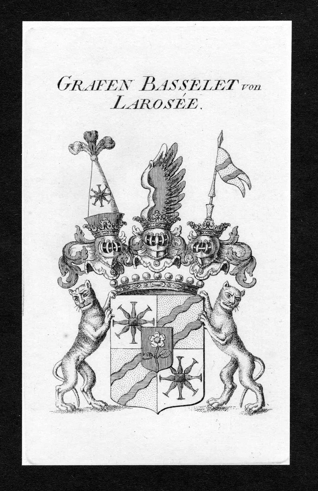 ca.1820 Basselet von La Rosee Wappen Adel coat of arms Kupferstich antique print - Bild 1 von 1