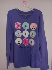 So Girl's Favorite Graphic Tee Life Is Sweet Long Sleeves Purple Size M(8) - Picture 1 of 5