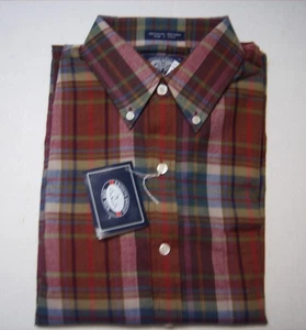 Vtg Knights Bridge Men's Red & Blue Plaid Shirt Button Down Collar sz Med - Picture 1 of 4