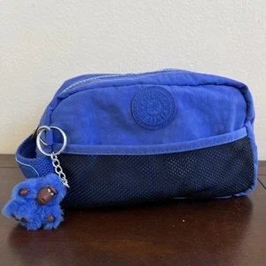 Kipling Blue Travel Toiletry Dopp Bag Small Compact Make Up Monkey - Picture 1 of 8