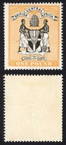 Nyasaland SG29 Una Libra Negro y Naranja Amarillo Fino M/M cat 1500 - Imagen 1 de 1