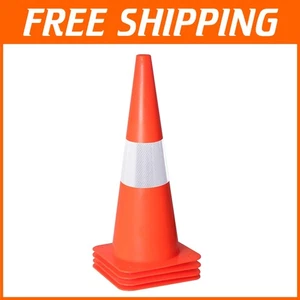 Bright Orange 18-Inch Parking Cones with Reflective Collars - Durable 4 Pack - Picture 1 of 8