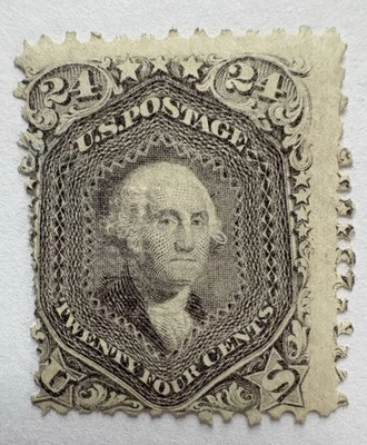 1857 24c Washington — Scott 99 — UNUSED — F-GRILL — Rare High-Value — CV $8,500 - Image 1 of 2