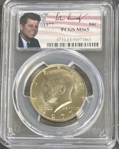 1977 P Kennedy Half Dollar PCGS MS65 Portrait Signature Label - Picture 1 of 2