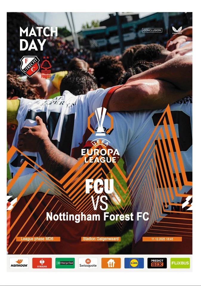 Europa League Pre-Order - FC Utrecht v Nottingham Forest - 11/12/25 - Image 1 of 1